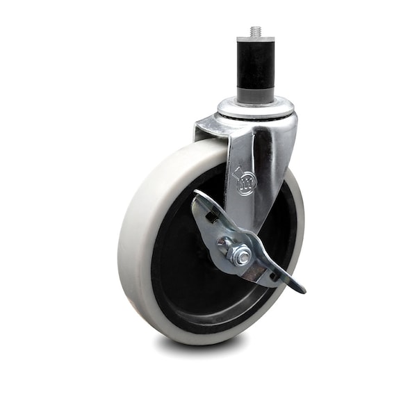 Service Caster 5 Inch Thermoplastic Rubber Wheel 1-3/5 Inch Expanding Stem Caster with Brake SCC-EX05S510-TPRS-SLB-134 - main